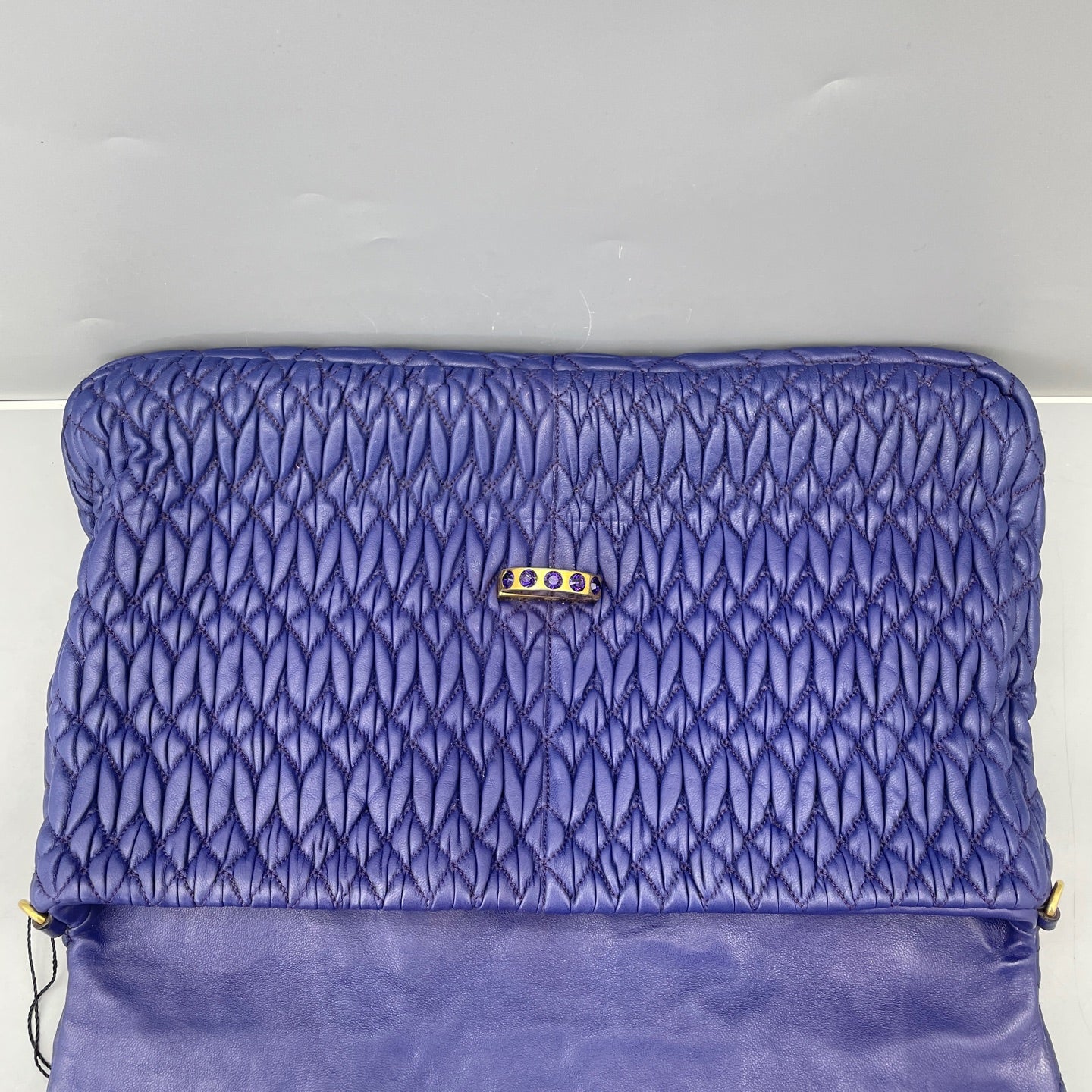 Miu Miu - Matelassé Gemstone Chain Bag - Leather - Blue - (Medium)