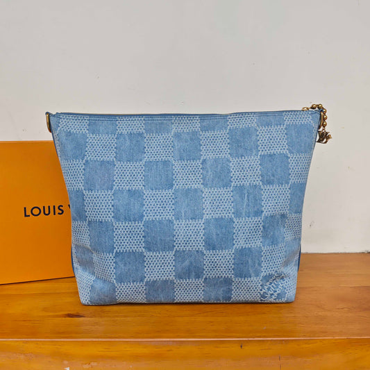Louis Vuitton - Vagabond Hobo Bag - Denim cotton canvas with leather trim - Blue - (medium)