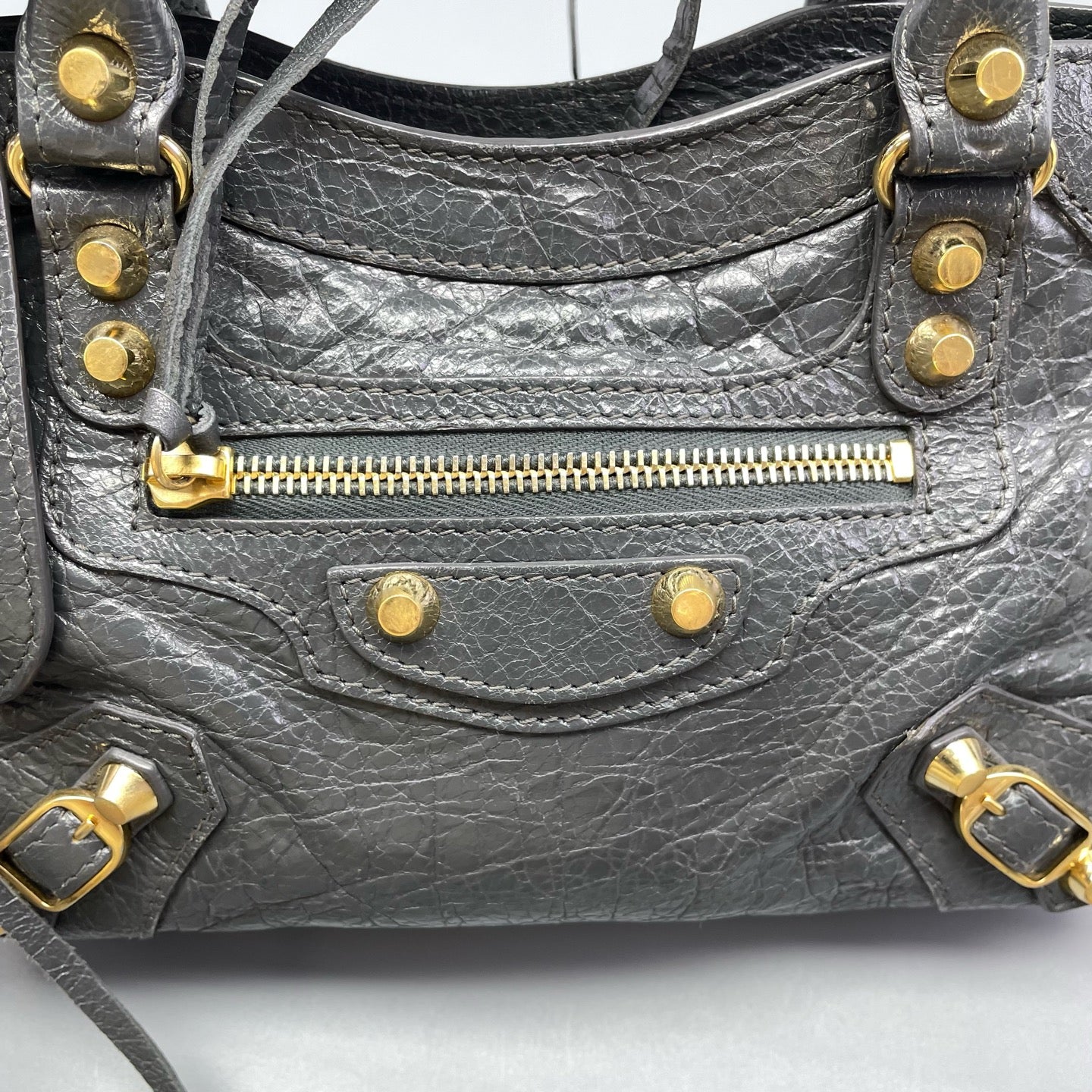 Balenciaga - Mini City Bag - Distressed lambskin leather - Grey - (mini)