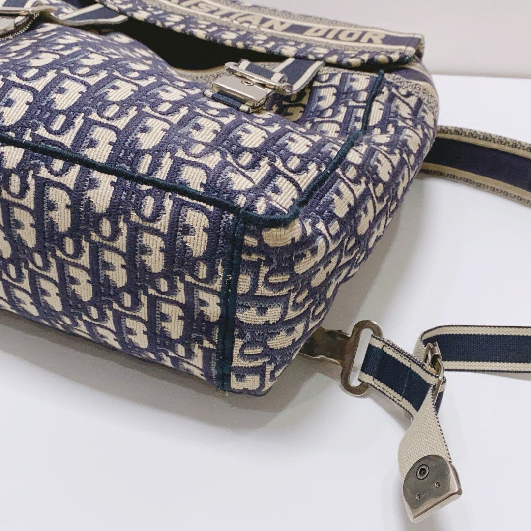 Dior - Oblique Flap Backpack - Cloth - Blue - (Medium)