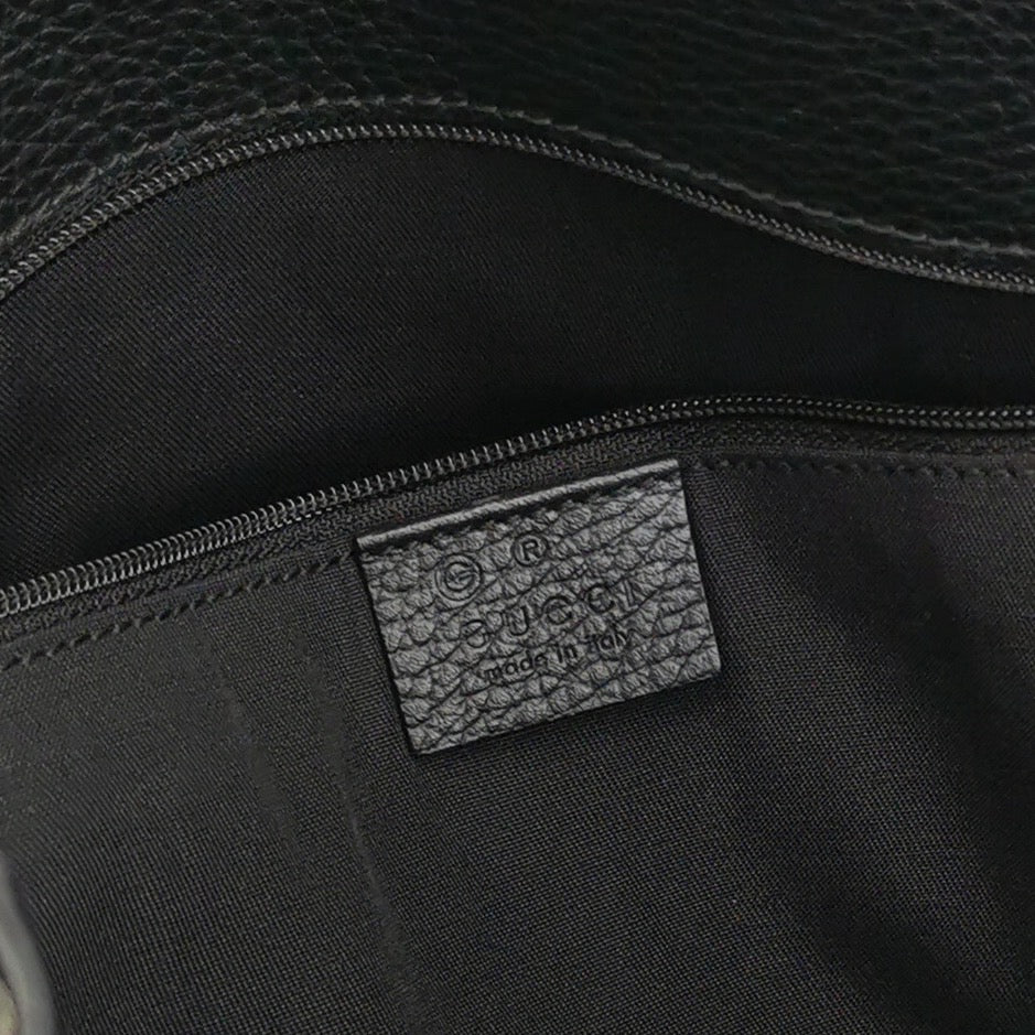 Gucci - Grained Leather Gold Logo Tote Bag - Leather - Black - (large)