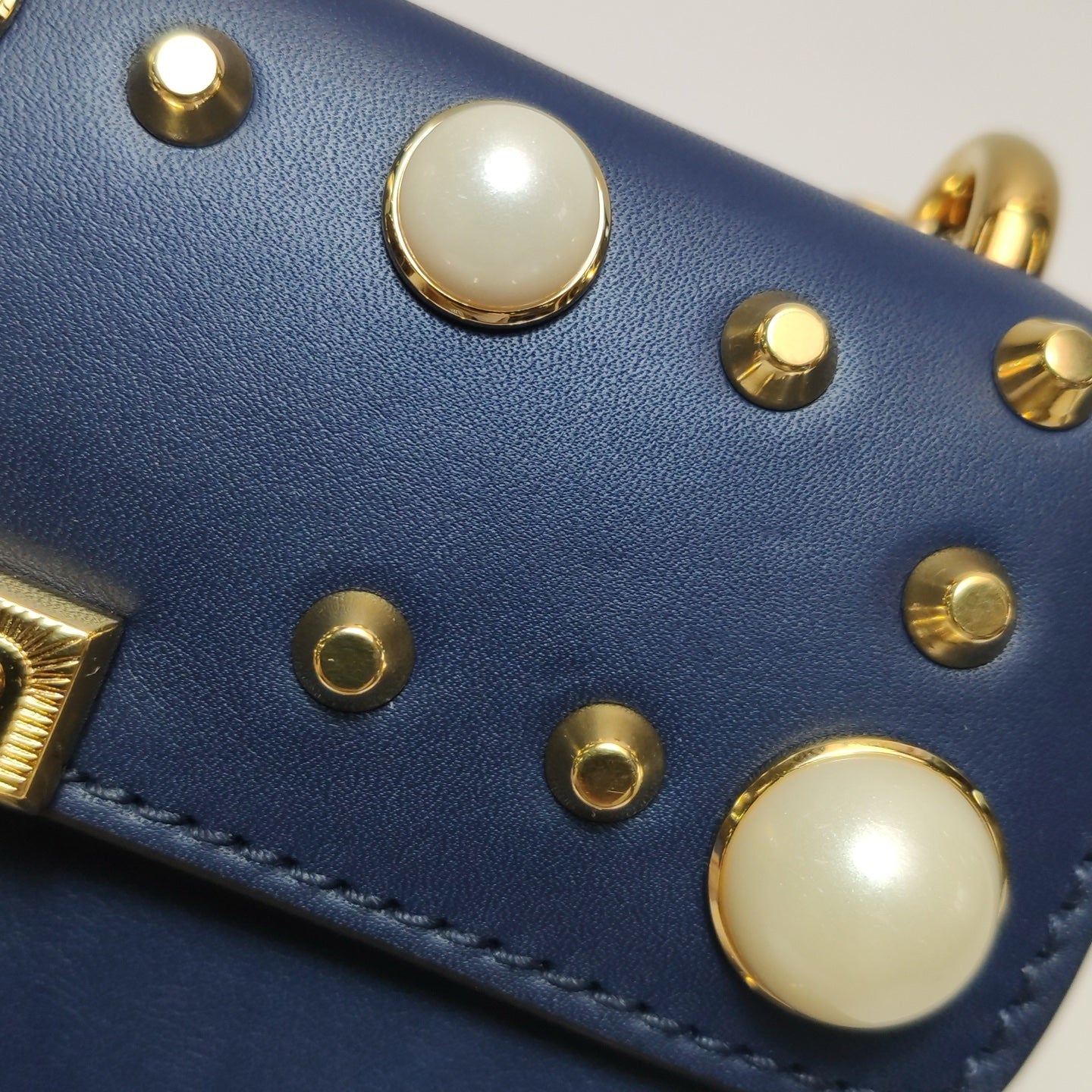 Gucci - Padlock Mini with Pearl and Stud Embellishments - Leather - Navy - (mini)