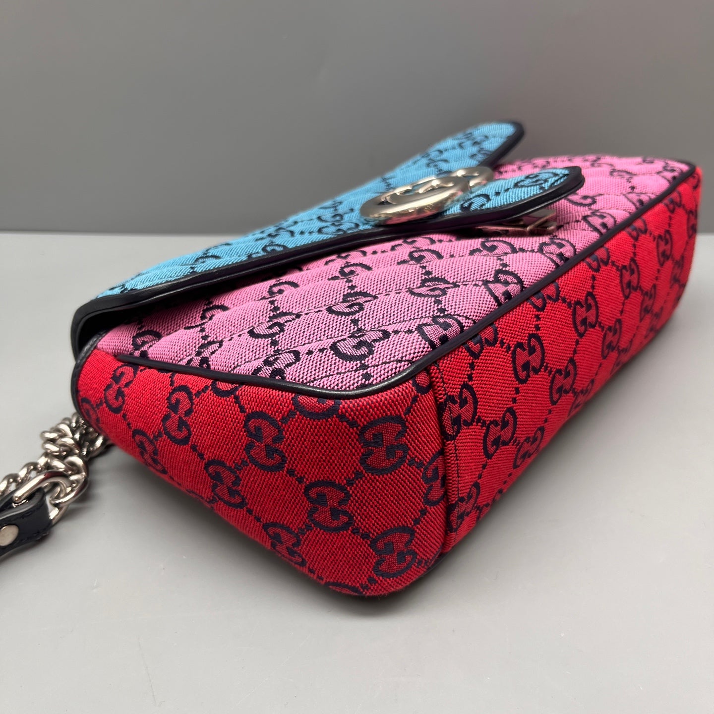 Gucci - GG Marmont Multicolour Quilted Canvas Chain Bag - Canvas with leather trim - Multicolour - (Medium)