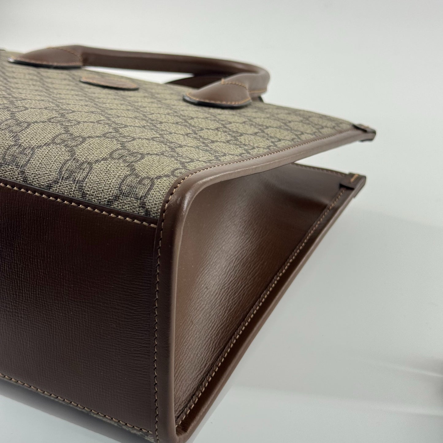 Gucci - Ophidia Small Tote Bag - GG Supreme coated canvas with leather trim - Beige and Brown - (small)