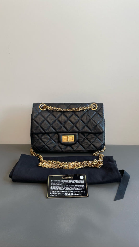 Chanel - 2.55 Reissue Mini - Aged calfskin leather - Black - (mini)