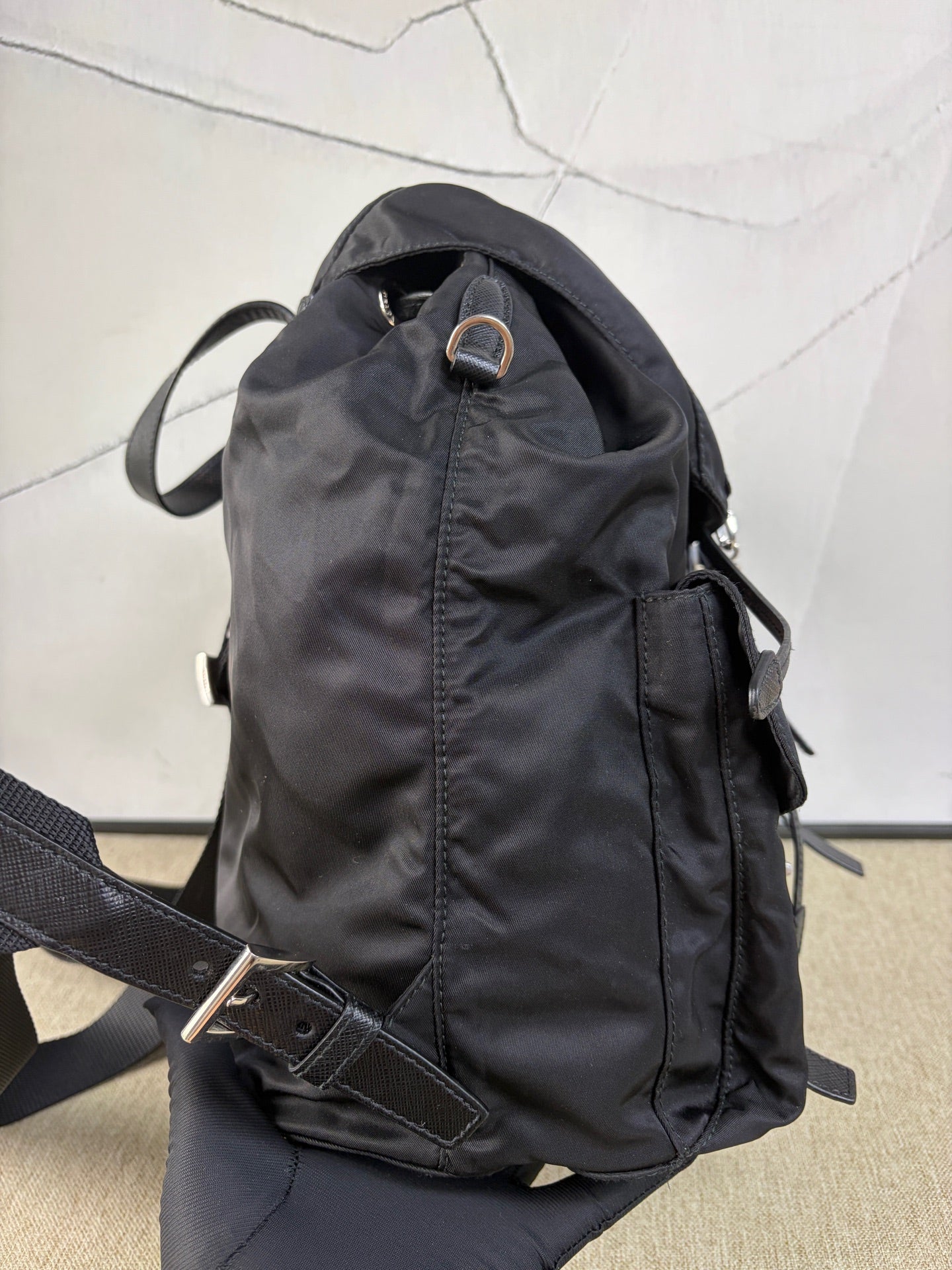 Prada - Robot Backpack - Nylon with Saffiano Leather Trim - Black - (medium)