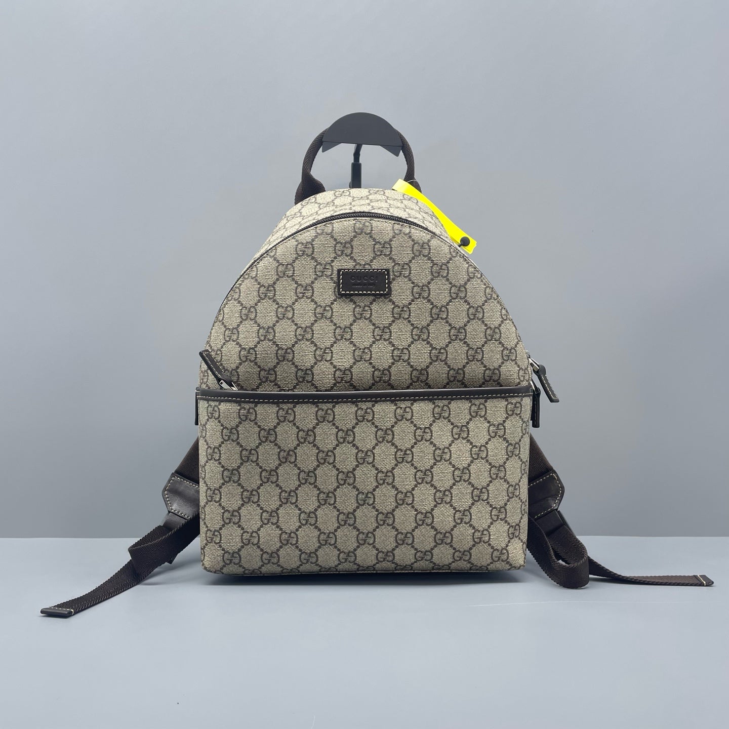 Gucci - GG Supreme Small Backpack - Coated canvas with leather trim and textile straps - Beige - (Small)