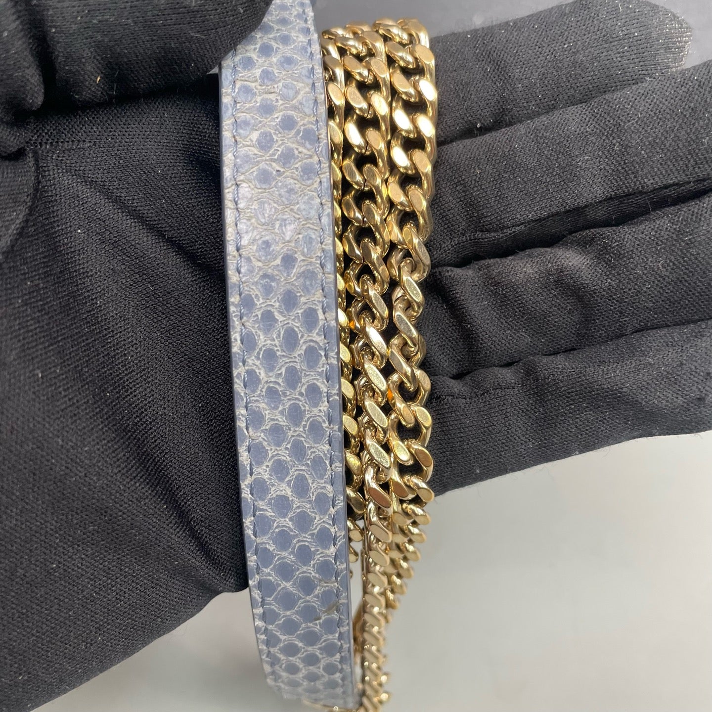 Dior - Lady Dior Mini - Python leather - Dusty Blue with Gold-Tone Hardware - (mini)