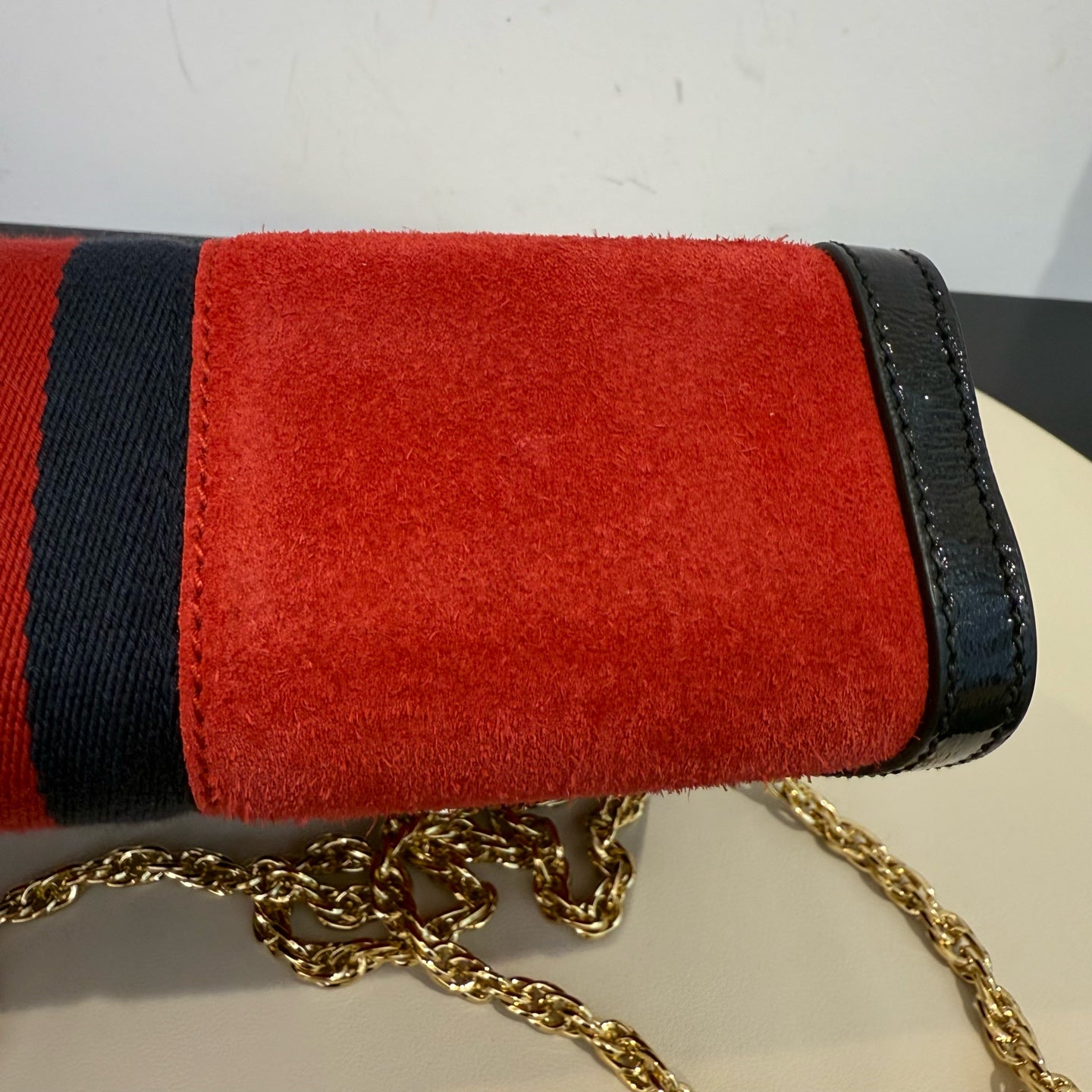 Gucci - Ophidia Small Chain Bag - Suede and Patent leather - Red - (small)