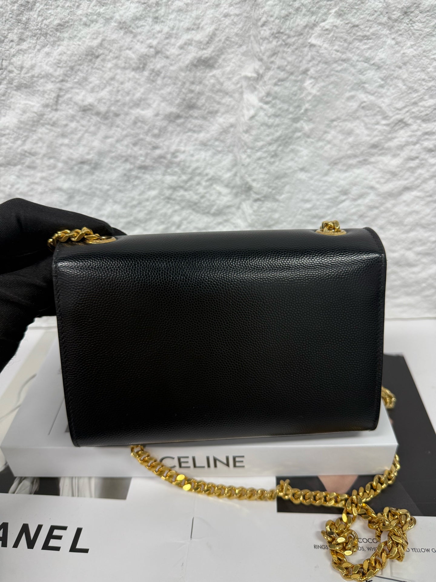 Saint Laurent - Mini Kate - Grained leather - Black with Gold-Tone Hardware - (mini)