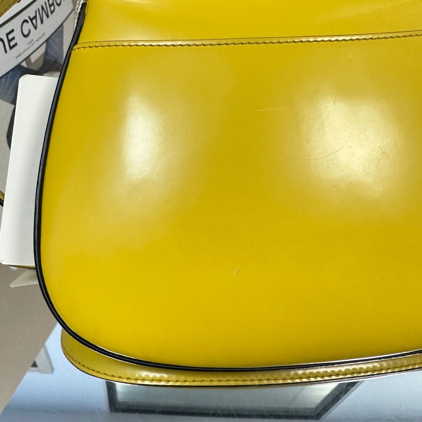 Prada - Cleo Flap Small Shoulder Bag - Box leather - Yellow - (small)