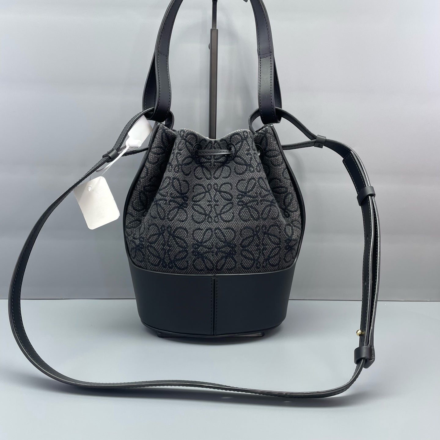 Loewe - Balloon Bag Small - Anagram jacquard canvas and calfskin leather - Black - (small)