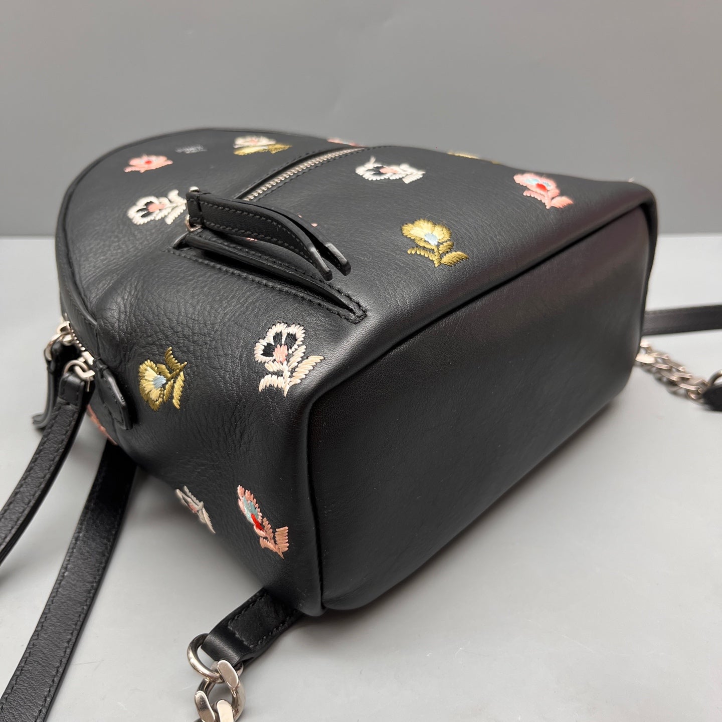 Fendi - Mini Backpack - Grained leather with embroidery - Black with multicolor embroidery - (mini)