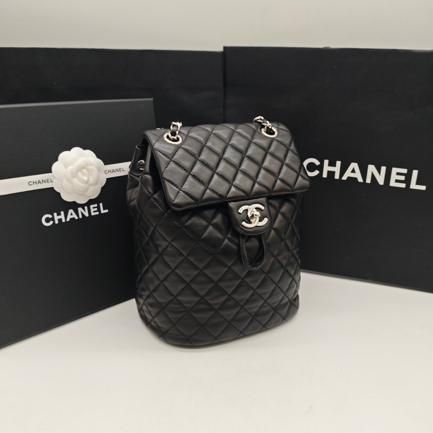 Chanel - Salzburg Backpack - Lambskin leather - Black with Silver-Tone Hardware - (Small)