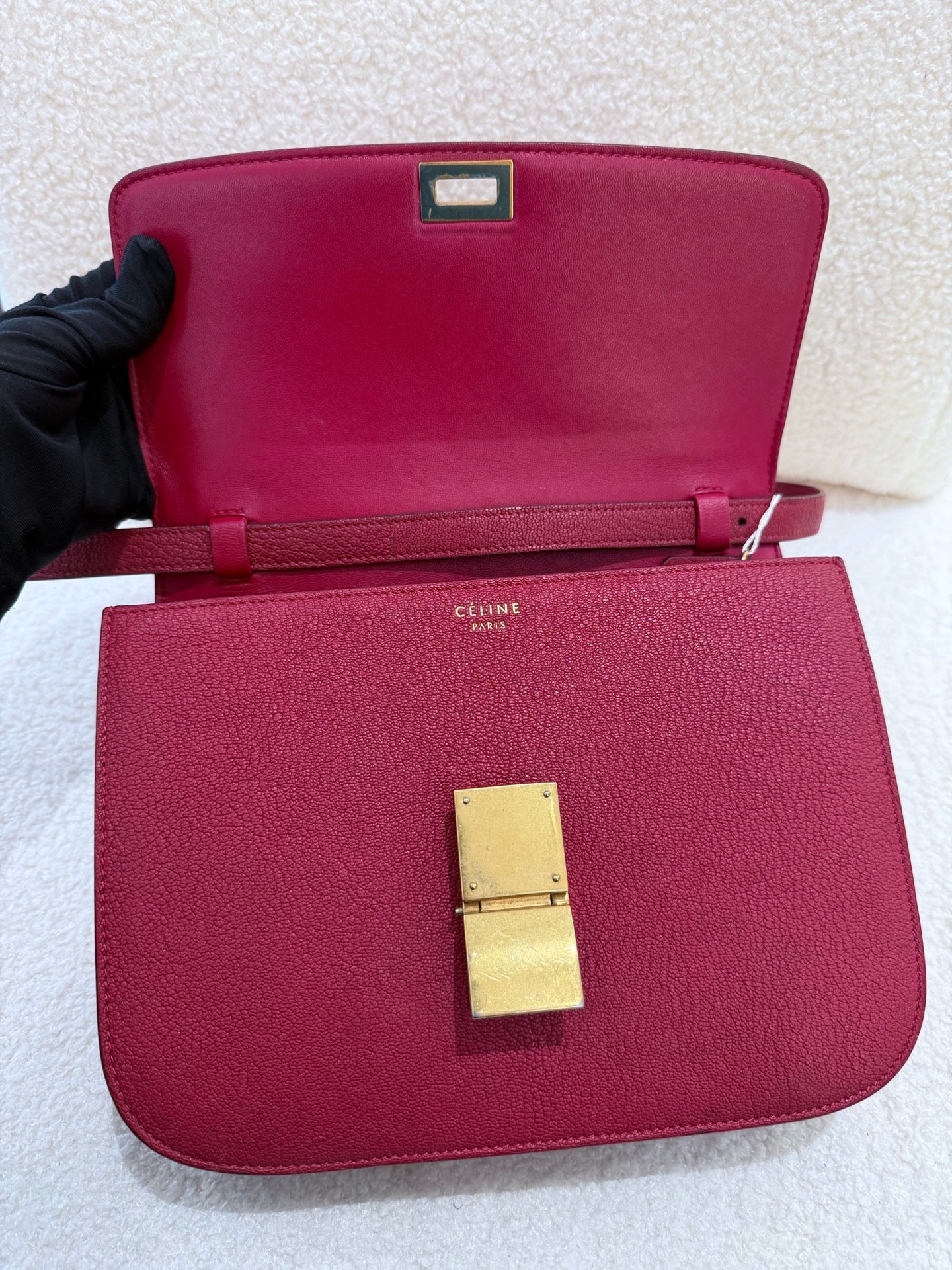 Celine - Classic Box - Grained leather - Red - (Small)