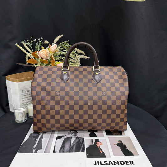 Louis Vuitton - Speedy 35 - Damier Ebene coated canvas with leather trim - Brown - (large)