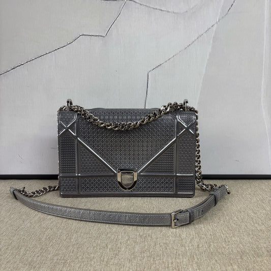 Dior - Diorama Medium Flap Bag - Patent leather - Silver - (Medium)