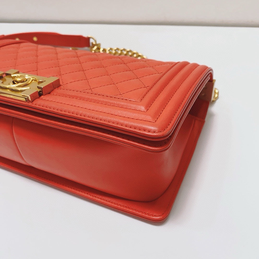 Chanel - Boy Bag - Lambskin leather - Orange - (Medium)