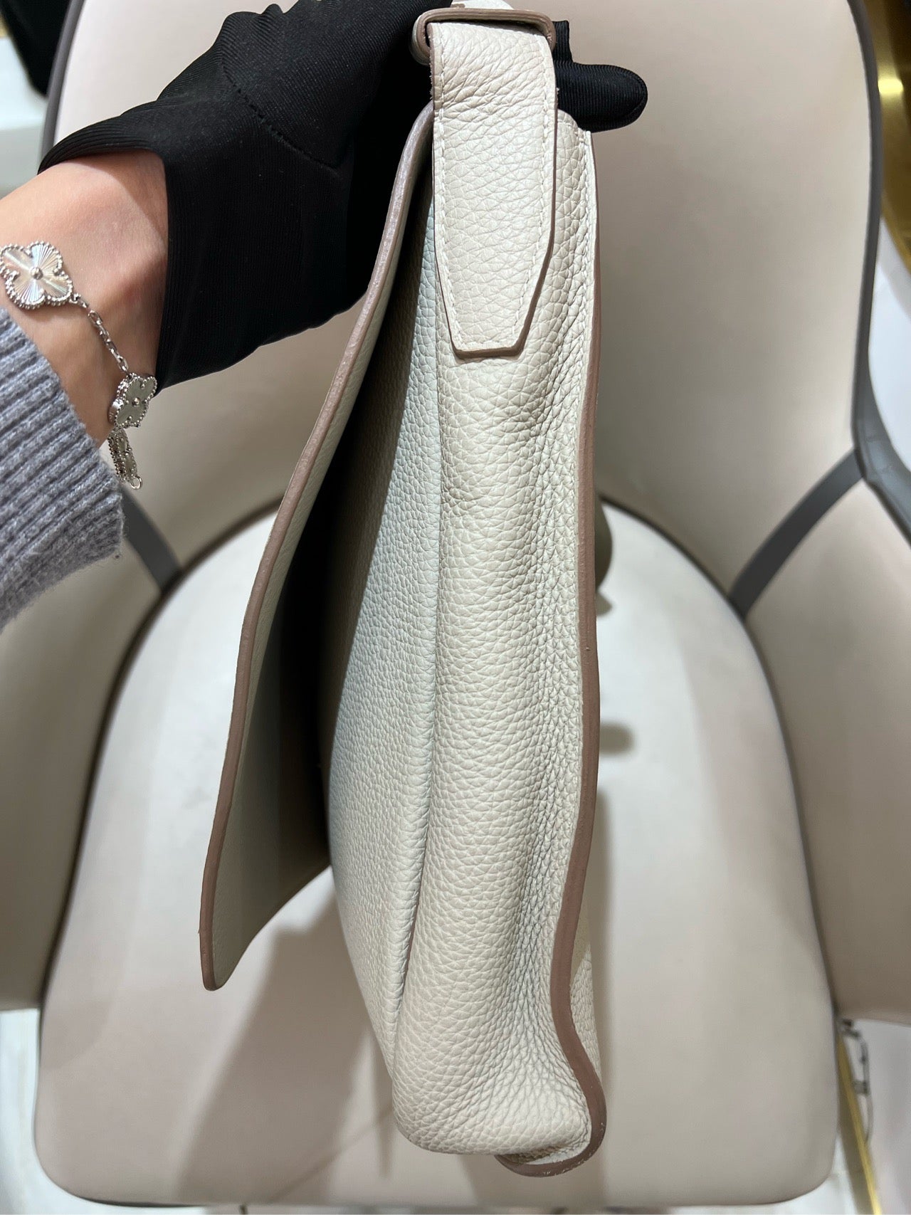 Hermès - Steve Light Junior Messenger Bag - Togo leather - Glacier White - (Medium)