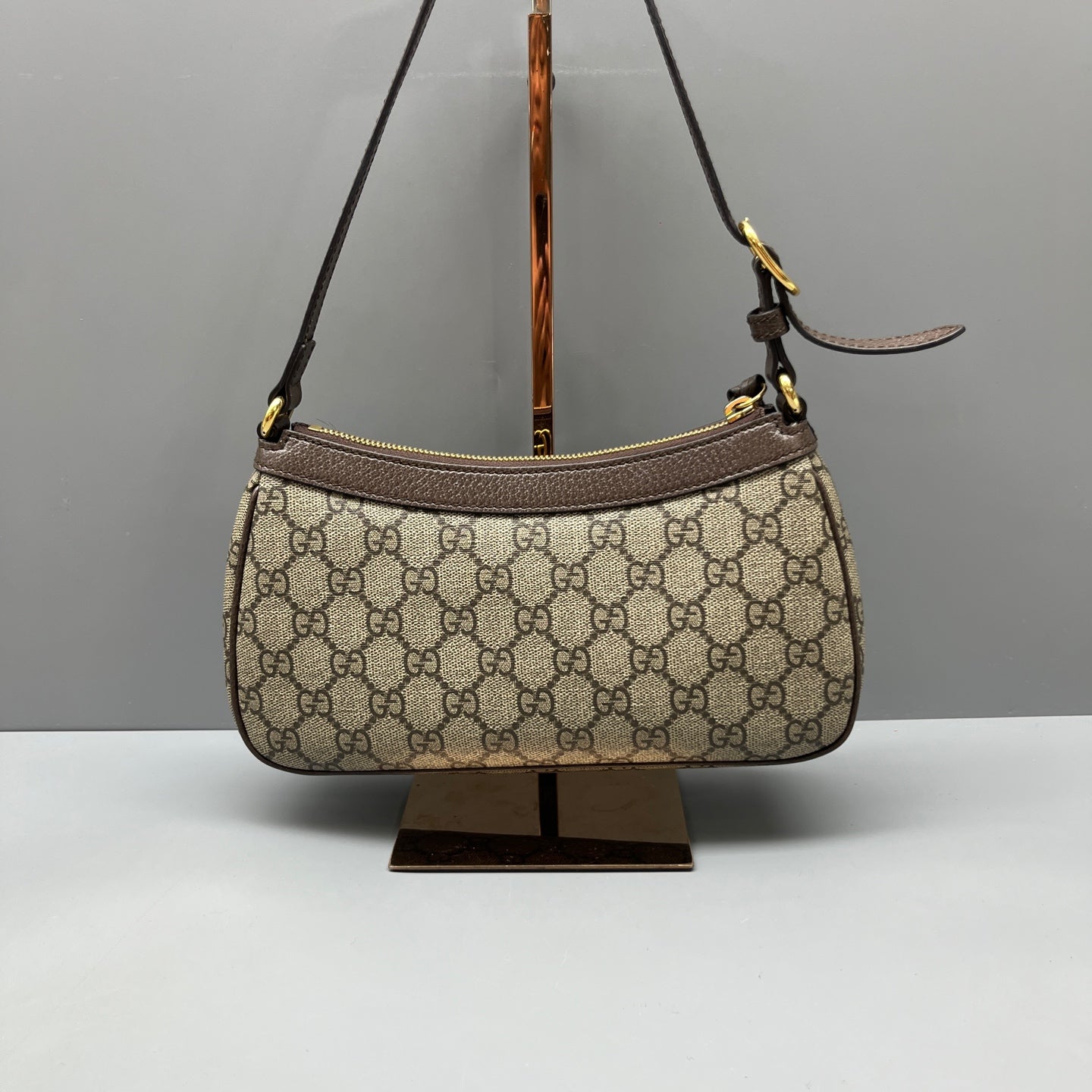 Gucci - Ophidia Series Shoulder Bag - GG Supreme canvas with leather trim - Brown - (small)