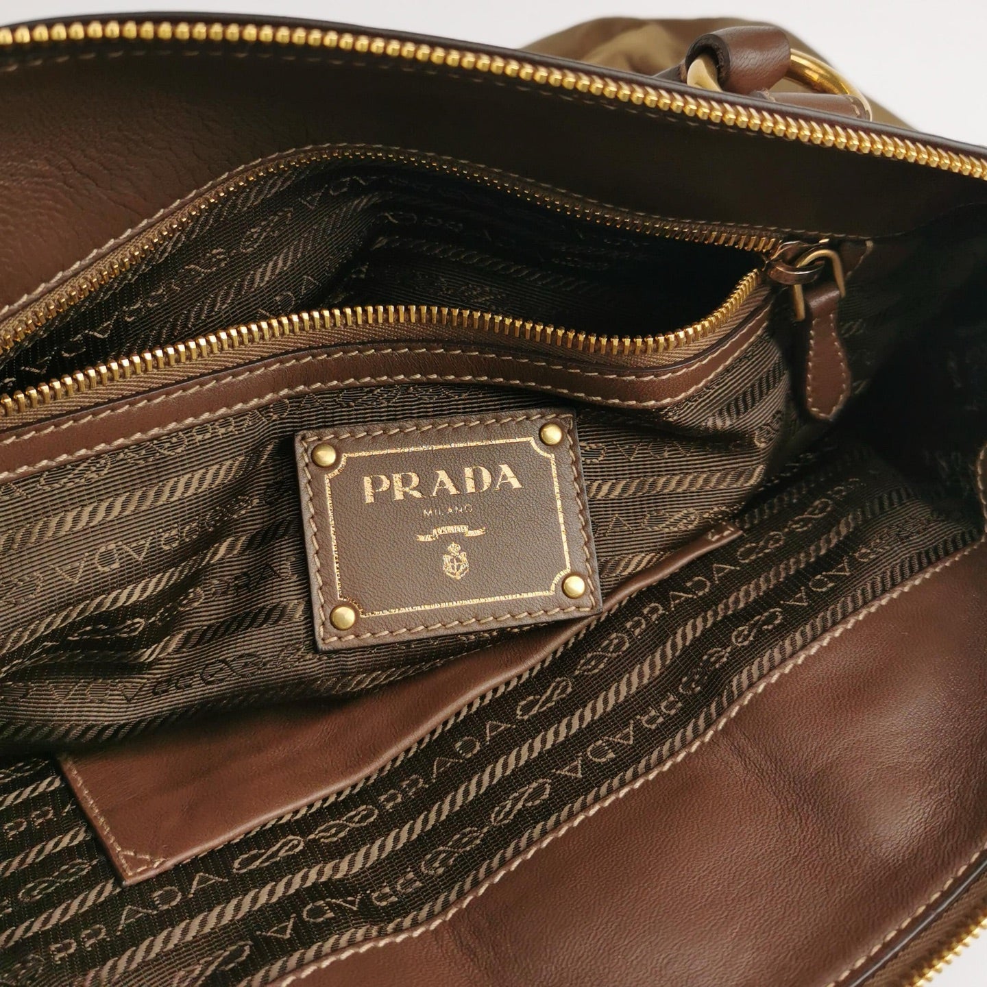 Prada - 1BA841-QXO-F0002 - Nylon - Olive Green with Brown Accents - (Medium)