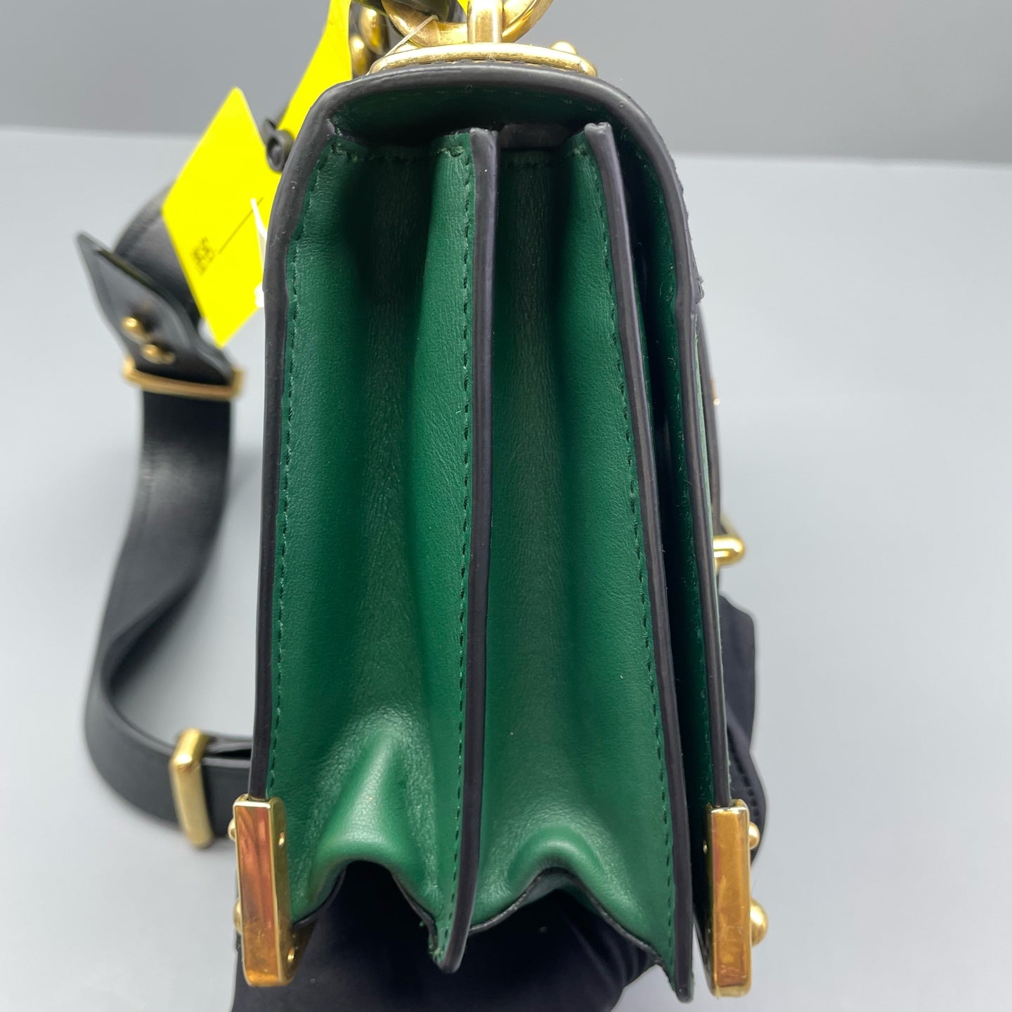 Prada - Cahier - Smooth calfskin leather with Saffiano leather accents - Green with Black accents - (mini)