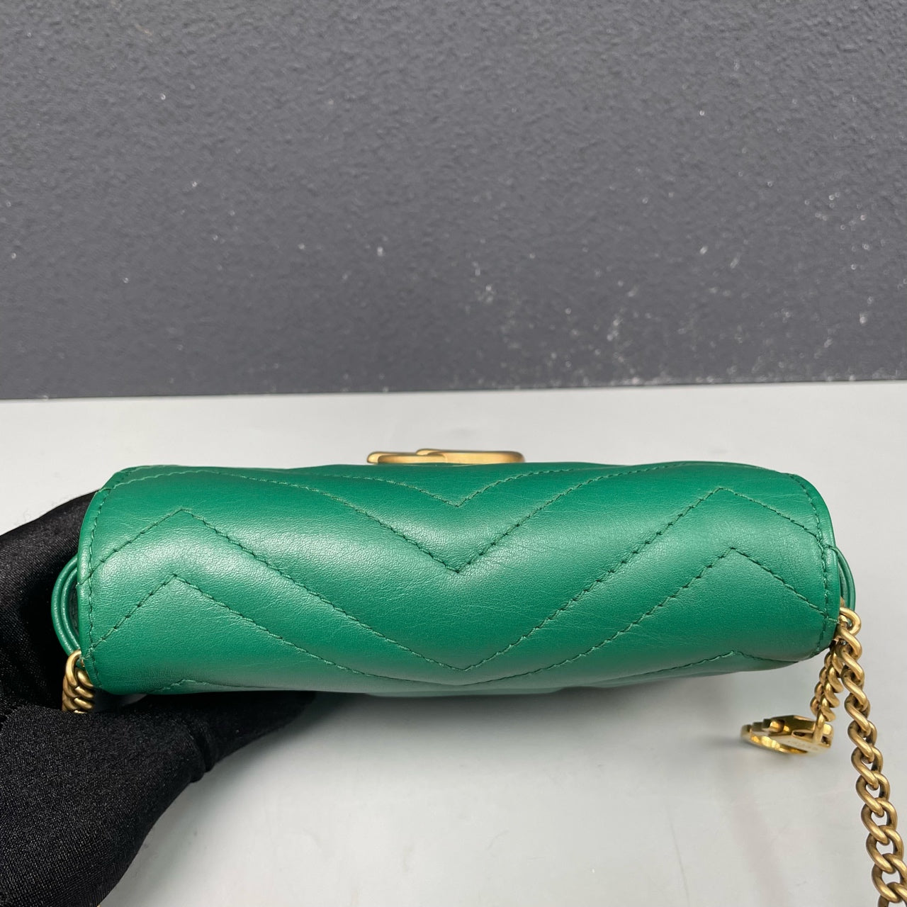 Gucci - GG Marmont Mini Chain Bag - Leather - Green - (mini)