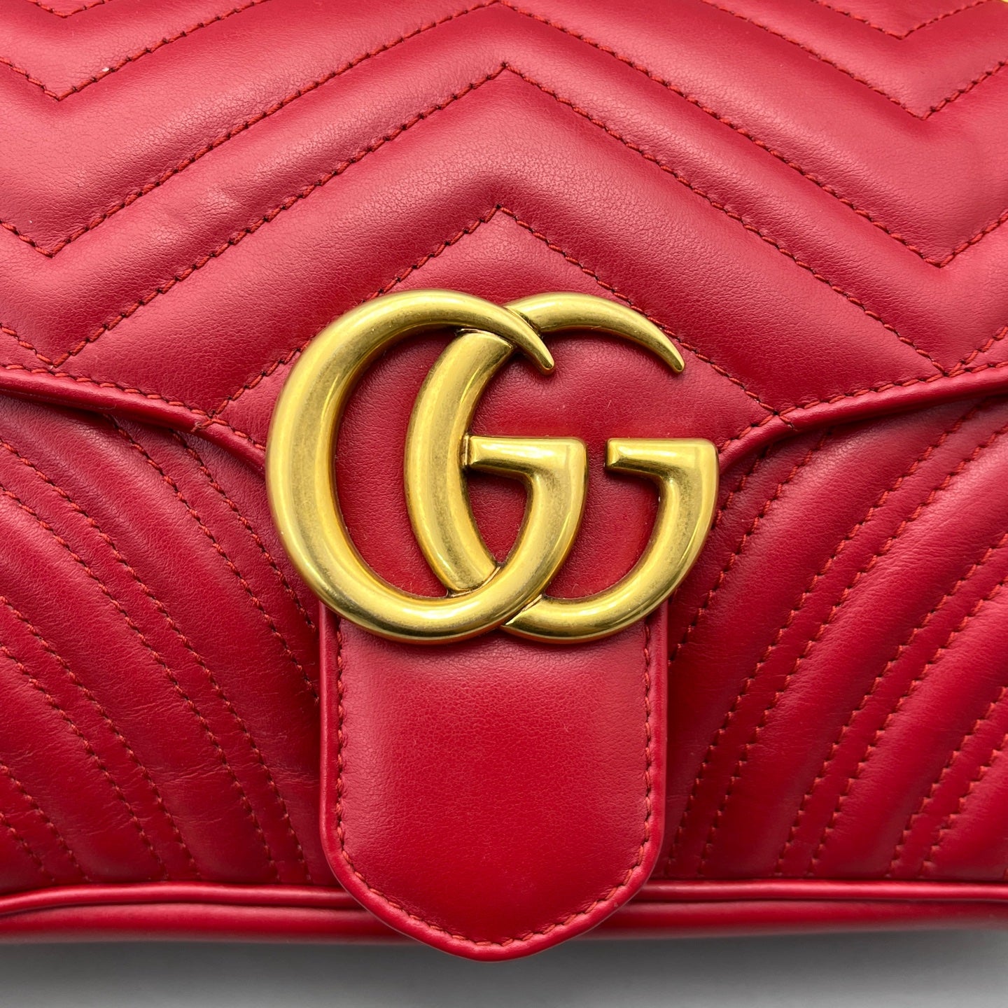 Gucci - GG Marmont Small Matelassé Shoulder Bag - Leather - Red - (Small)