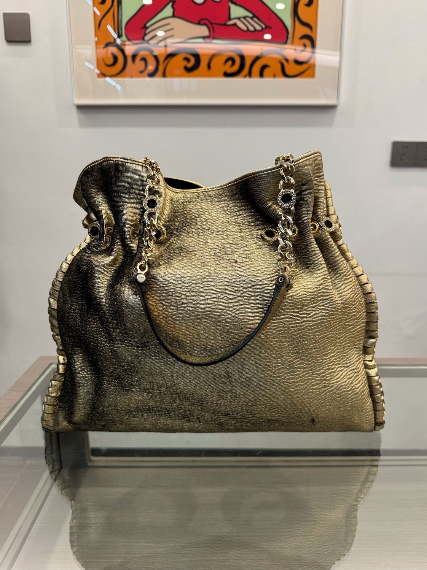 Bvlgari - Chain Letter Logo Hobo Bag - Metallic leather - Gold - (medium)