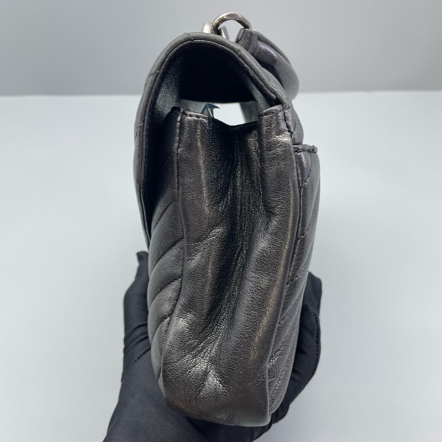 Saint Laurent - College Monogram Bag - Leather - Metallic Black - (Small)