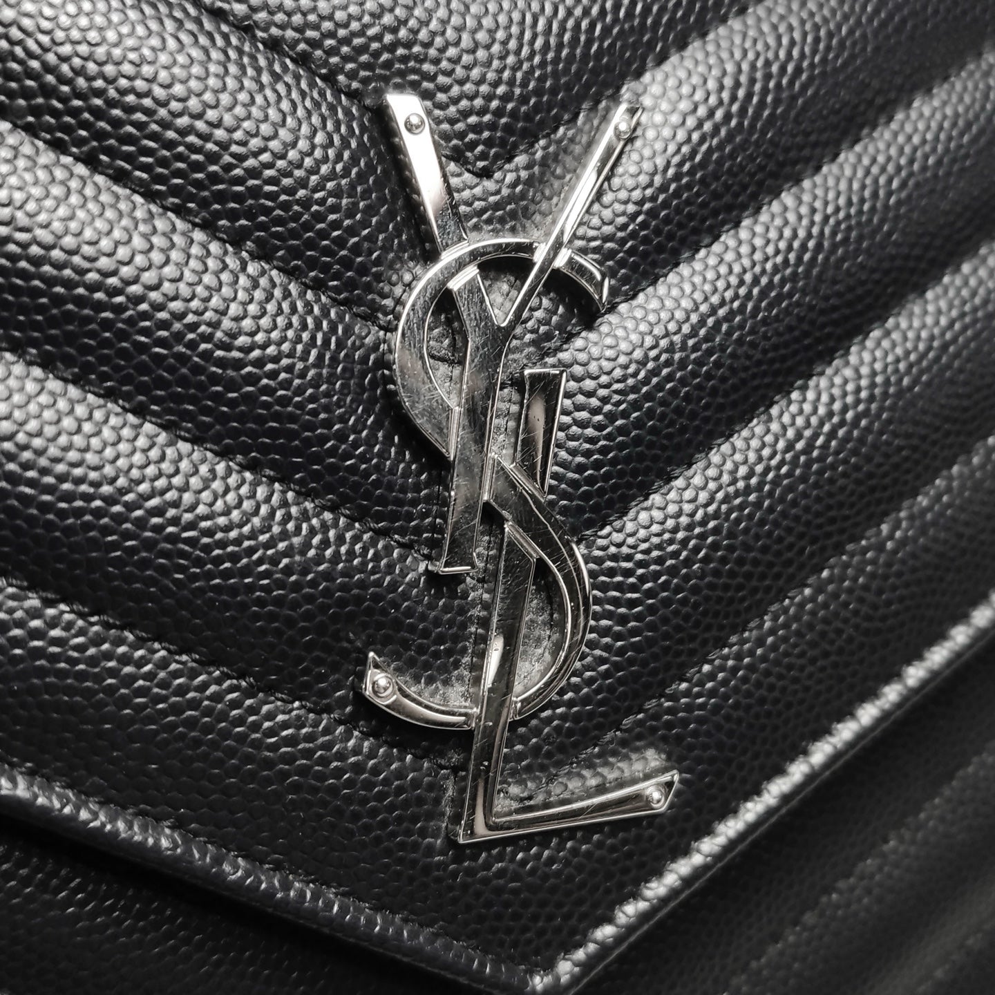 Saint Laurent - Envelope Chain Wallet - Caviar leather - Black - (small)