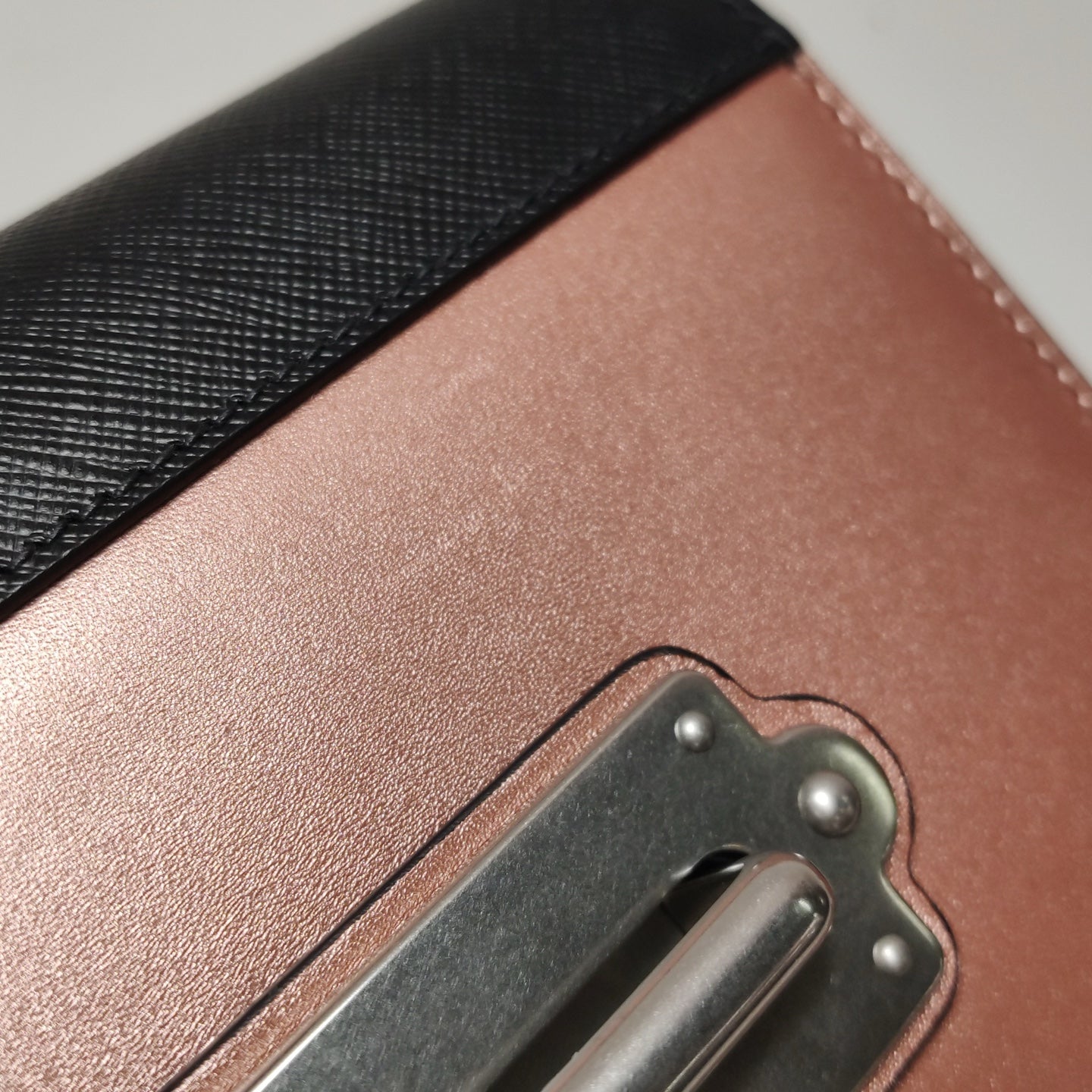 Prada - Cahier Small Box Bag - Saffiano leather and smooth leather - Metallic Rose Gold and Black - (small)