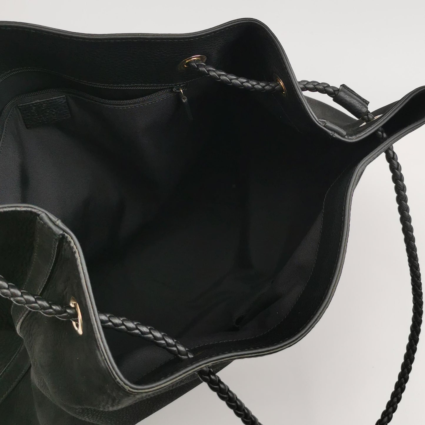 Gucci - Grained Leather Gold Logo Tote Bag - Leather - Black - (large)