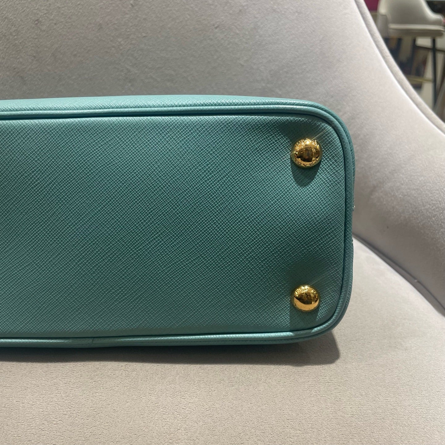 Prada - Saffiano Lux Dome Bag - Saffiano leather - Lake Blue - (Small)