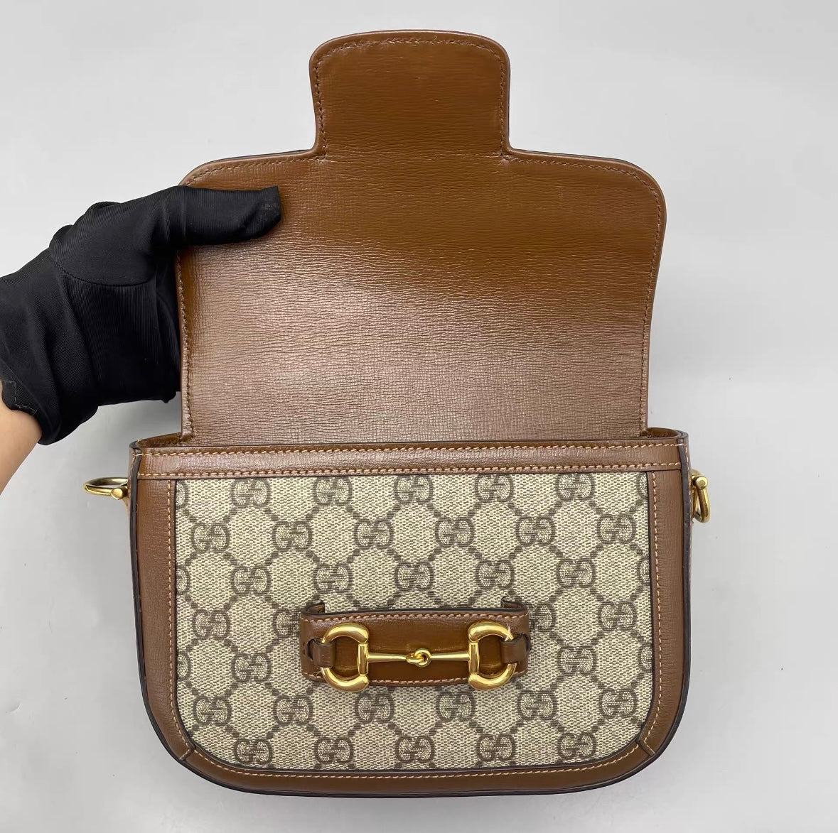 Gucci - Horsebit 1955 Mini Bag - GG Supreme canvas with leather trim - Brown - (mini)