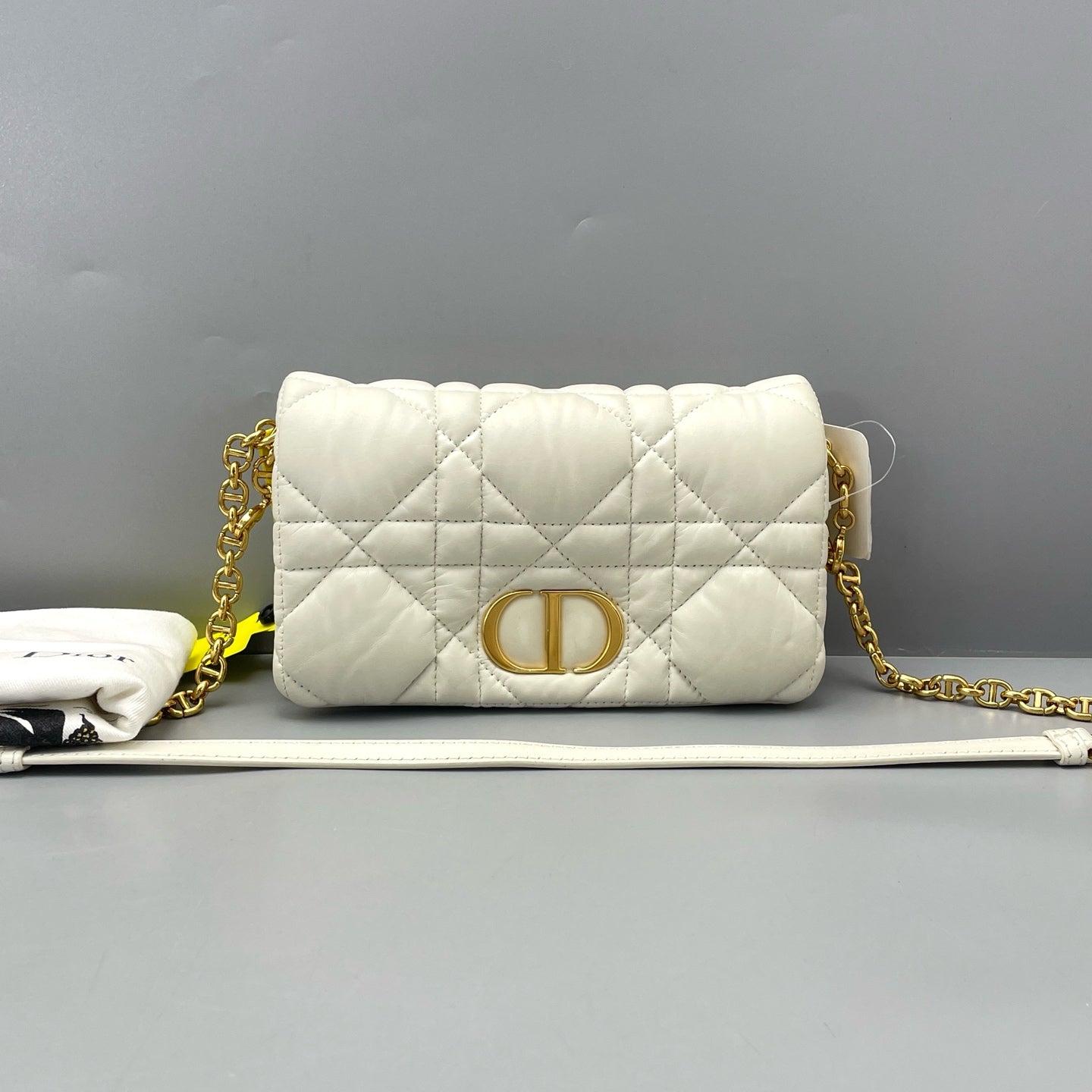 Dior - Caro Chain Bag - Calfskin leather - White - (mini)