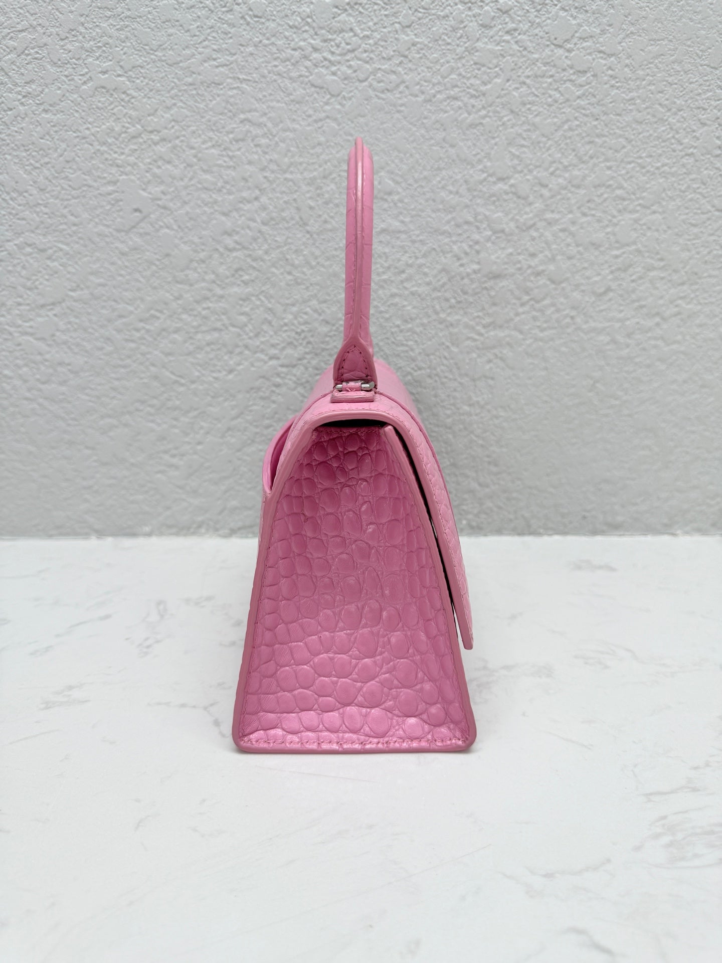 Balenciaga - Hourglass S - Crocodile-embossed calfskin leather - Pink - (small)