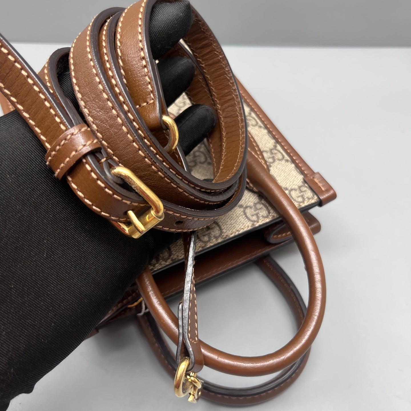 Gucci - Mini Vertical Tote - GG Supreme canvas with leather trim - Beige - (mini)