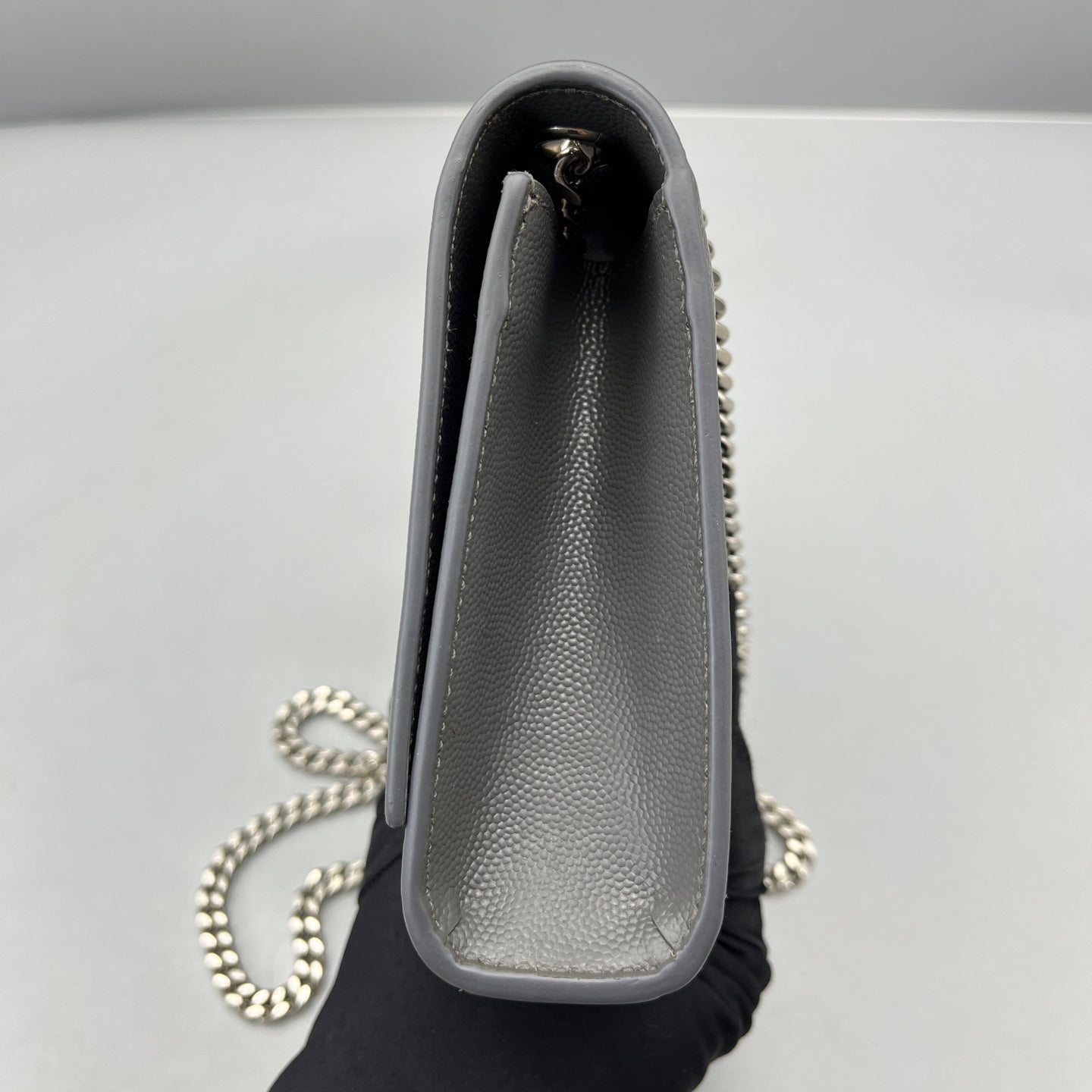Saint Laurent - Kate Chain Bag - Grain de poudre embossed leather - Grey with Silver-Tone Hardware - (small)