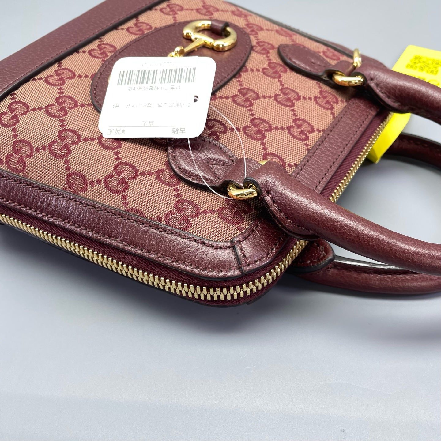 Gucci - Gucci 1955 Mini Top Handle Bag - GG Supreme canvas with leather trim - Burgundy - (mini)