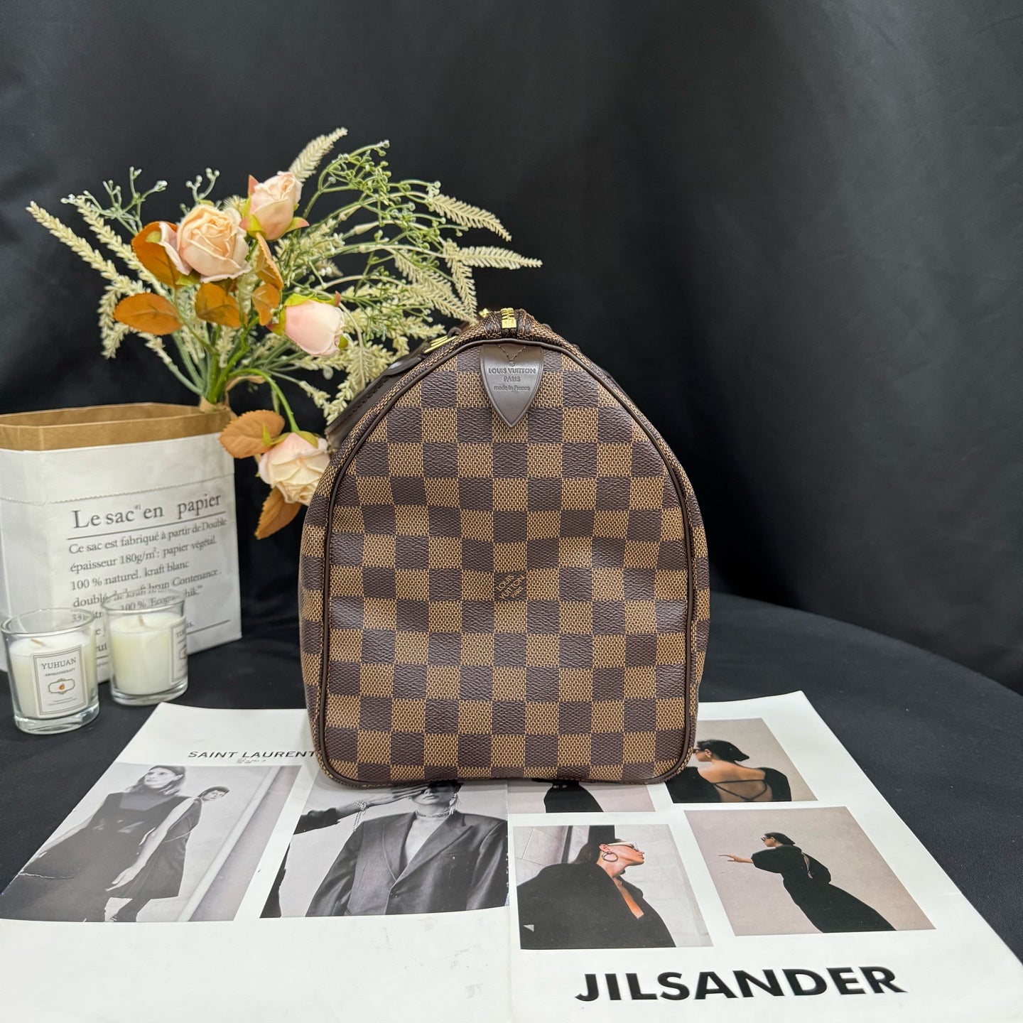 Louis Vuitton - Speedy 35 - Damier Ebene coated canvas with leather trim - Brown - (large)