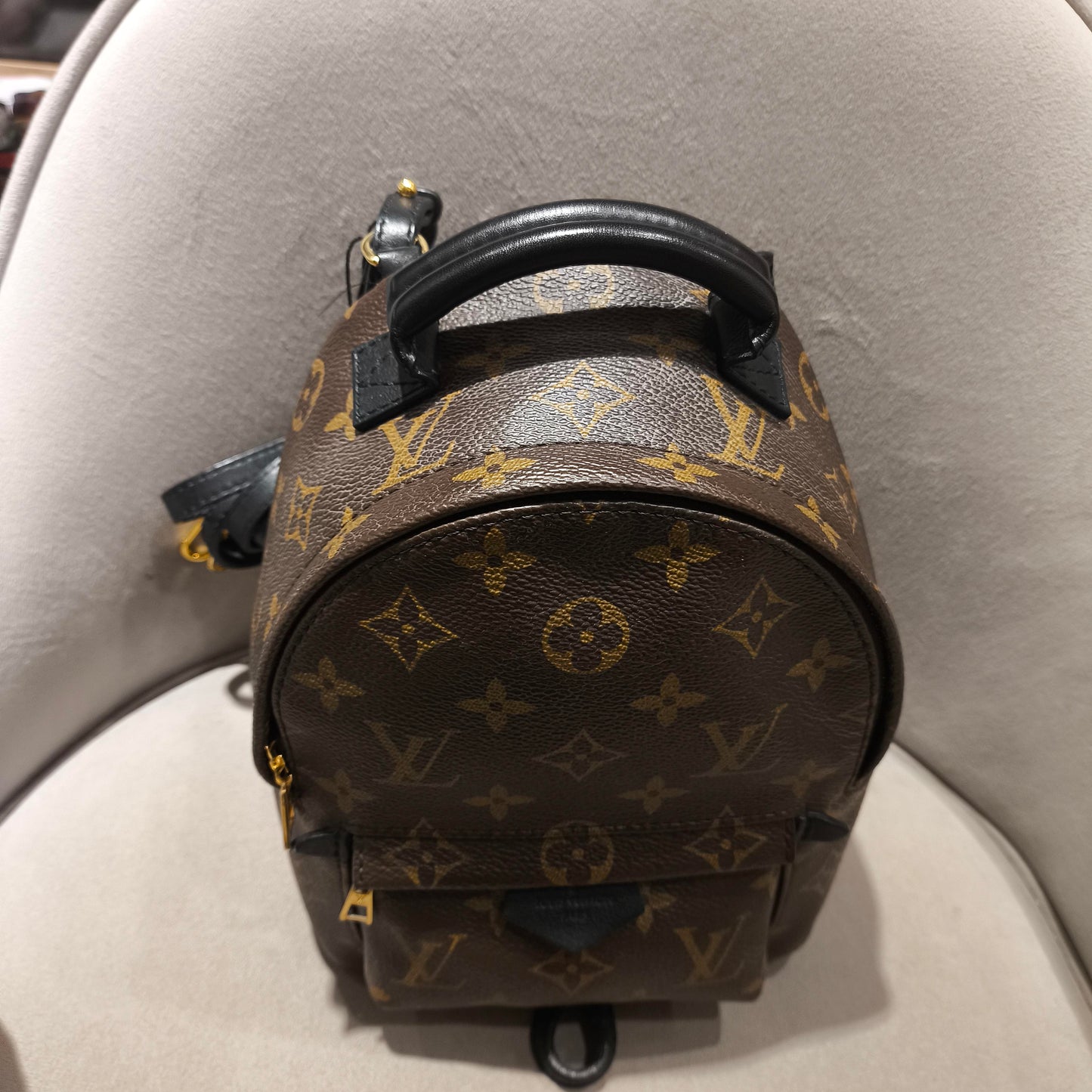 Louis Vuitton - Palm Springs Backpack Mini - Monogram coated canvas with leather trim - Brown, Black - (mini)