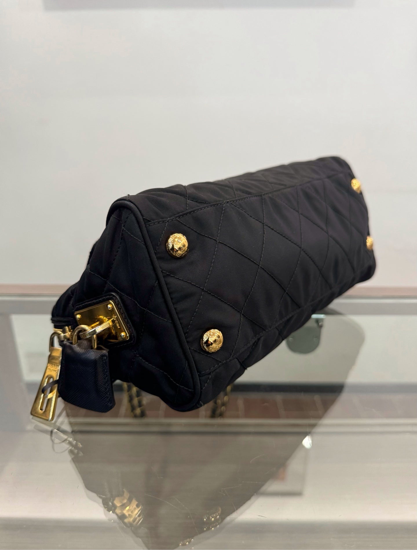 Prada - Quilted Nylon Chain Shoulder Bag - Technical fabric - Black - (Small)