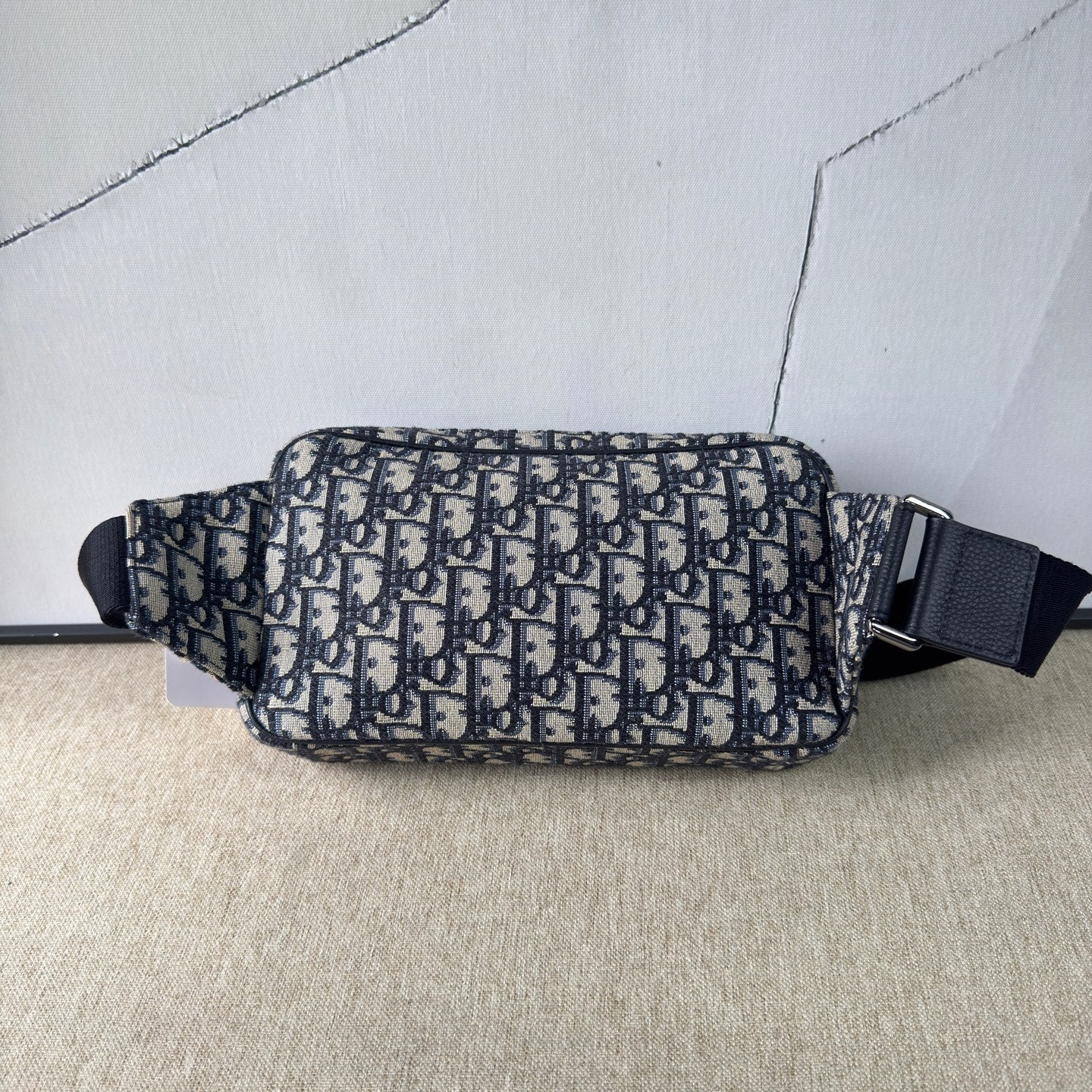 Dior - Dior Oblique Waist Bag - Embroidered Canvas with Leather Trim - Navy and Beige - (Small)