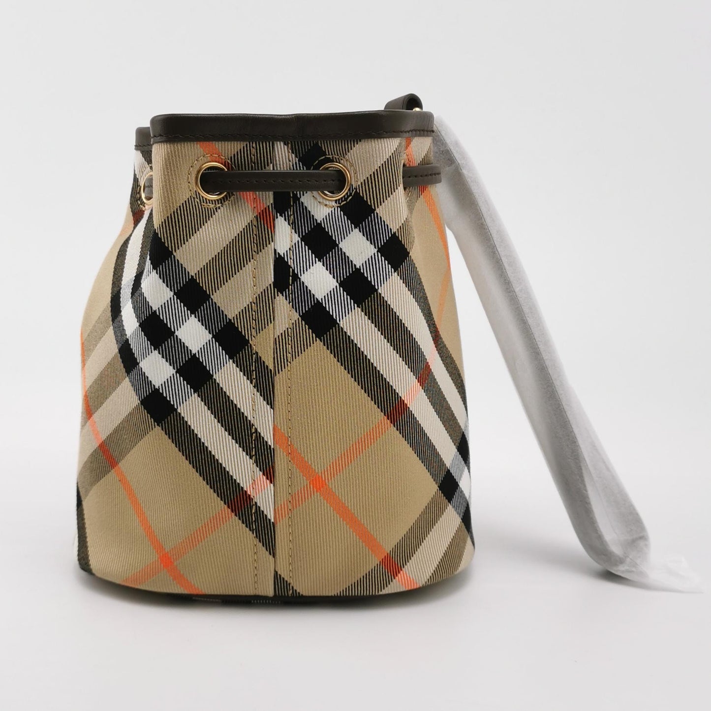 Burberry - Small Bucket Bag - Cotton canvas with leather trim - Beige - (mini)