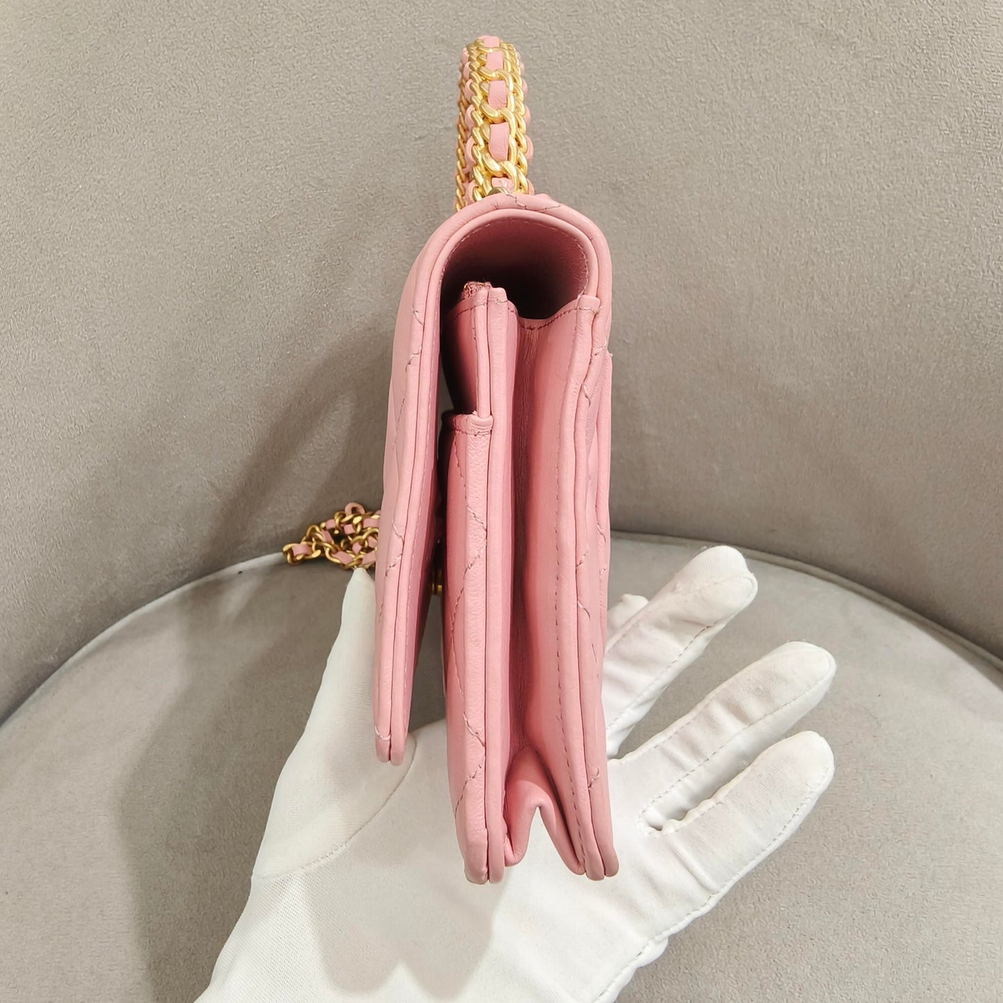 Chanel - 22K WOC with Top Handle Chain Bag - Lambskin leather - Pink - (mini)