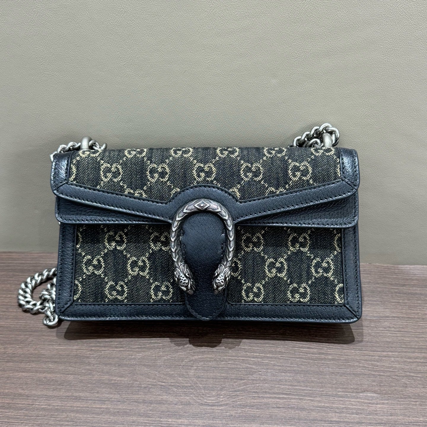 Gucci - Dionysus - Black GG denim with black grained leather trim - Black - (Medium)