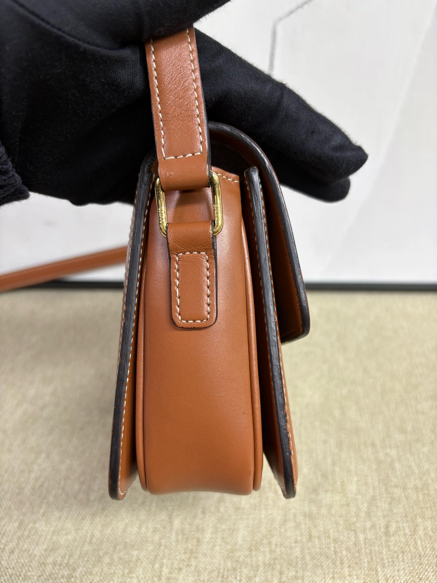 Celine - Triomphe Teen Box - Monogram canvas with calfskin leather trim - Brown and Black with Camel accents - (small)
