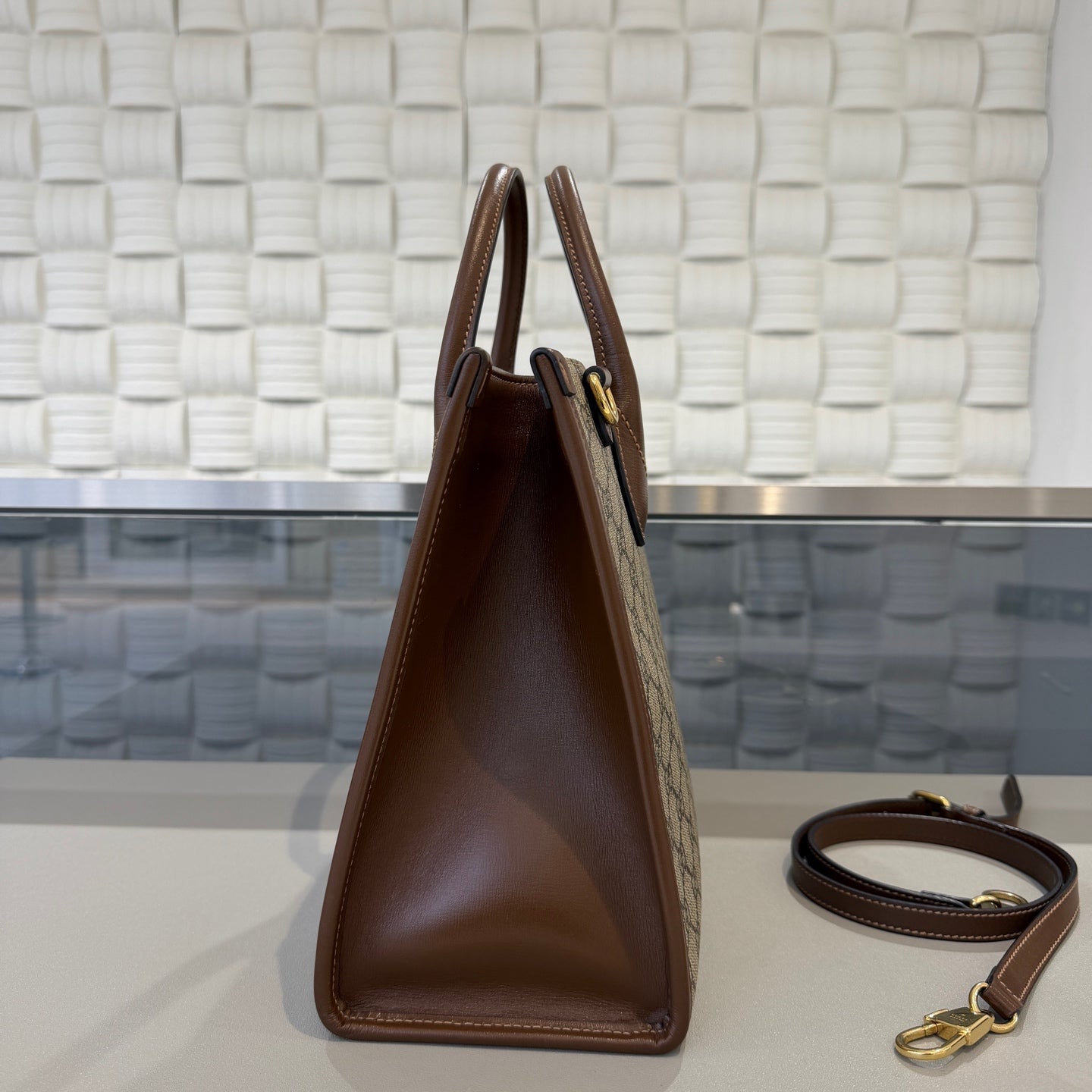 Gucci - GG Retro Tote Bag 659983 92TCG 8563 - GG Supreme canvas and Leather - Beige and Brown - (Medium)