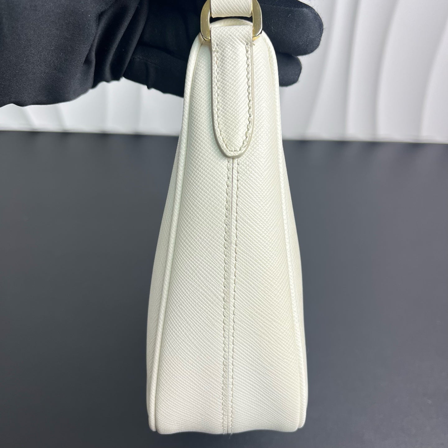 Prada - Saffiano Hobo Shoulder Bag - Saffiano leather - White - (small)